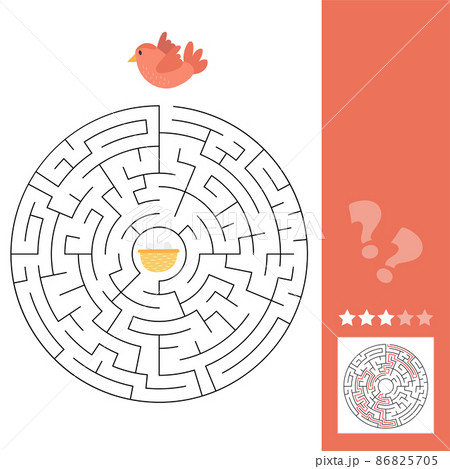 Maze game for children, education worksheet. Bird and nest with eggs Maze game for children, education worksheet. Bird and nest with eggs 86825705