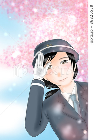鉄道女性職員の笑顔のイラスト(7) 鉄道女性職員の笑顔のイラスト(7) 86826559