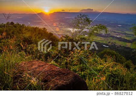 sunset in the mountains landscape , Thailand sunset in the mountains landscape , Thailand 86827012