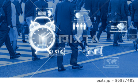 業務効率向上のイメージ　時間とビジネスの関係を表すコンセプト　DXによる業務の効率化 86827485