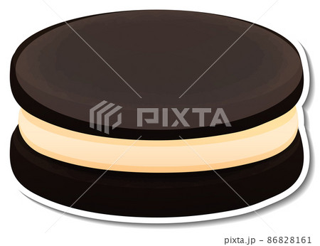 Black cookies sandwich with cream in cartoon style Black cookies sandwich with cream in cartoon style 86828161