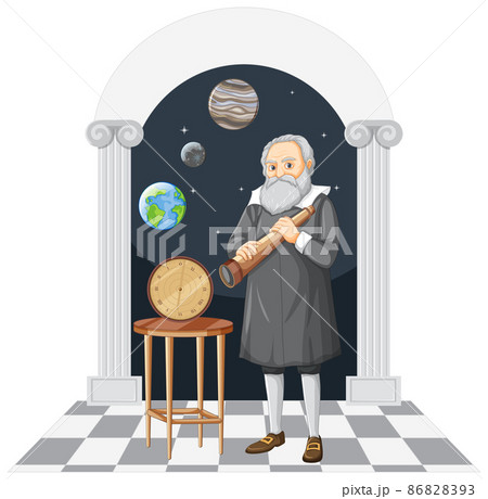 Galileo Galilei cartoon charater on white background 86828393