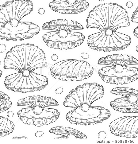 Seamless Decorative Pattern With Pearls In のイラスト素材