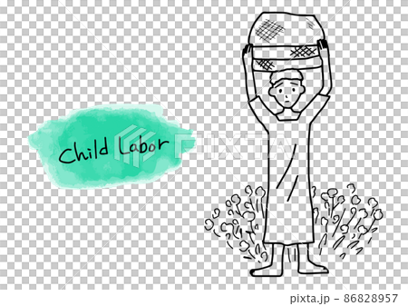 Simple line art illustration of a child labor girl Simple line art illustration of a child labor girl 86828957