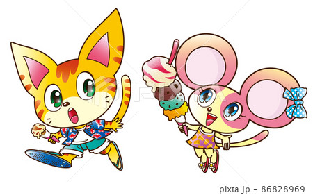 ネコ ネズミ キャラクター アイスクリーム のイラスト素材 8669 ネコ ネズミ キャラクター アイスクリーム のイラスト素材 8669