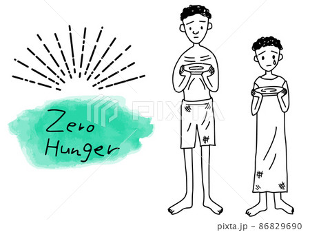 飢餓の子どものシンプル線画イラスト 飢餓の子どものシンプル線画イラスト 86829690