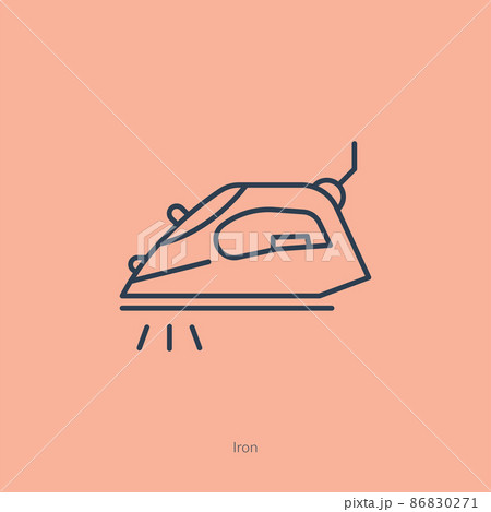 Tailor single line flatiron icon, seamstress tool for ironing fabric, line style design, vector illustration. 86830271