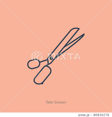 Tailor single line scissors icon, seamstress tool for pattern making, line style design, vector illustration. 86830276