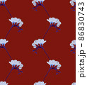 Freesia flower illustration abstract seamless pattern blue on red background 86830743