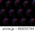 Freesia flowers drawing, seamless pattern in pink and blue neon colors 86830744