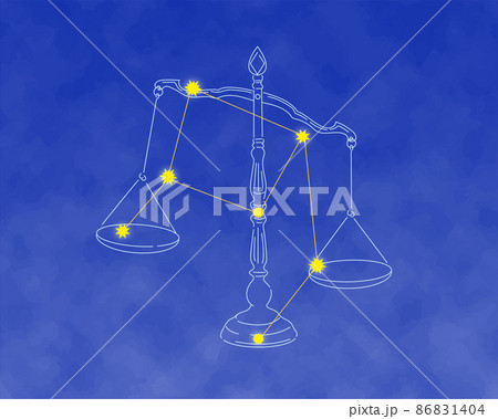 てんびん座の絵と星の配置、ギリシャ神話 86831404
