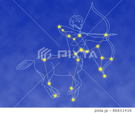 いて座の星座絵と星の配置 ギリシャ神話のイラスト素材