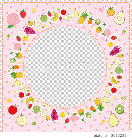 Fruit frame Round fruit frame Round 1 Background Dot pattern Pink 3 Stitch Fruit frame Round fruit frame Round 1 Background Dot pattern Pink 3 Stitch 86832254