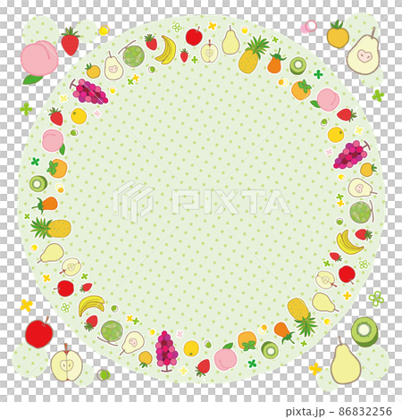 Fruit frame round 1 background dot pattern pastel green Fruit frame round 1 background dot pattern pastel green 86832256