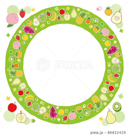果物のフレーム 円形 1 背景 グリーン 86832429
