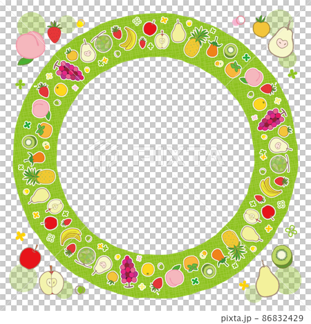 果物のフレーム 円形 1 背景 グリーン 86832429