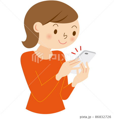 スマホで検索をする若い女性のイラスト素材