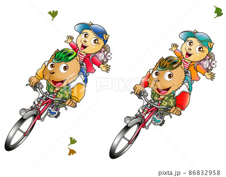 イヌ,キャラクター ,サイクリング,ふたり 86832958