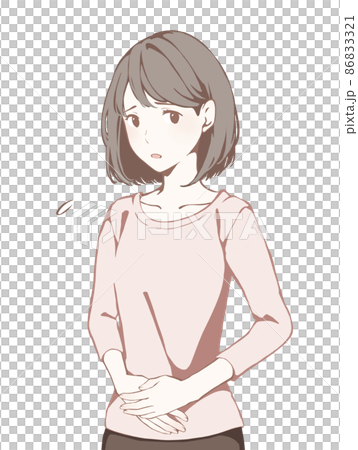 雙手放在腹部的女性(擔心/焦慮/擔心) 雙手放在腹部的女性(擔心/焦慮/擔心) 86833321