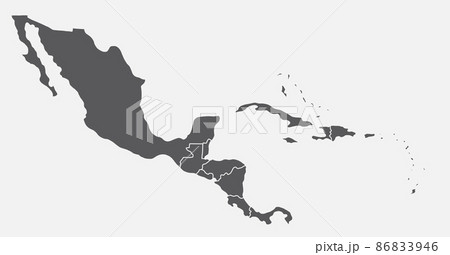doodle freehand drawing of central america map. 86833946