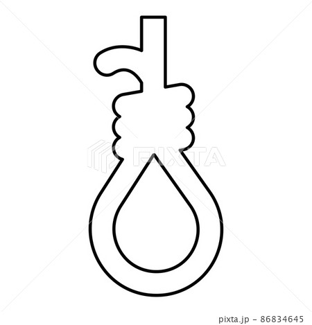 Loop for gallows hangman's noose Rope suicide lynching contour outline line icon black color vector illustration image thin flat style Loop for gallows hangman's noose Rope suicide lynching contour outline line icon black color vector illustration image thin flat style 86834645
