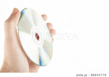 image of cd disk hand white background  86834778