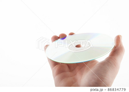 image of cd disk hand white background  86834779