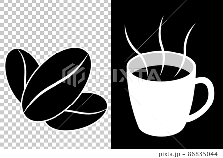 コーヒーカップとコーヒー豆のイラスト のイラスト素材