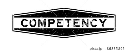 Grunge black competency word hexagon rubber seal stamp on white background 86835895