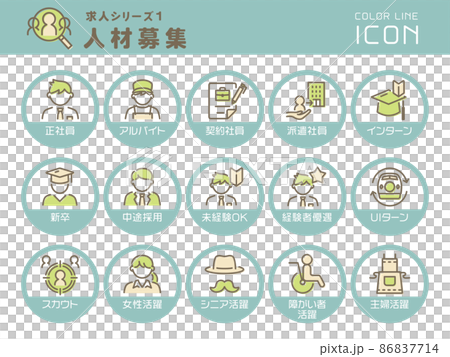 求人シリーズ1　人材募集　カラーラインアイコンのセット 86837714