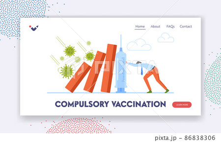 Compulsory Vaccination Landing Page Template. Business Character Resist Covid-19 Economy Collapse, Company Bankrupt 86838306