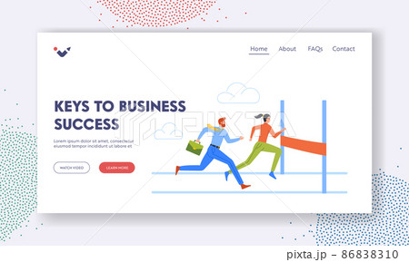Keys to Business Success Landing Page Template. Business Characters Running on Stadium with Finish Line Hold Briefcase Keys to Business Success Landing Page Template. Business Characters Running on Stadium with Finish Line Hold Briefcase 86838310