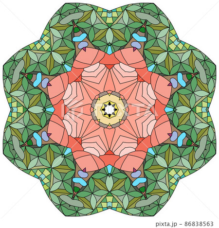 Colorful cute Mandala. Decorative unusual round ornaments. 86838563