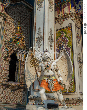 Elaborate sculptures of monster decorated at the chapel of The Pariwas temple. 86838667