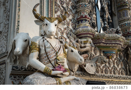 Elaborate sculptures of monster decorated at the chapel of The Pariwas temple. 86838673