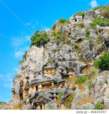 Archeological remains of the Lycian rock cut tombs Archeological remains of the Lycian rock cut tombs 86839207