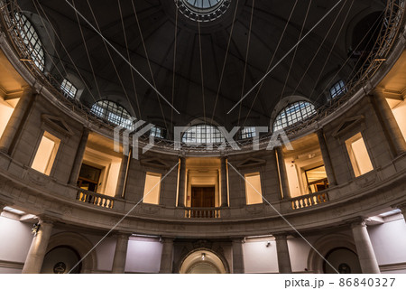 Brussels, Belgium - 11 11 2018: dome of the entrance hall of the museum for arts and history 86840327