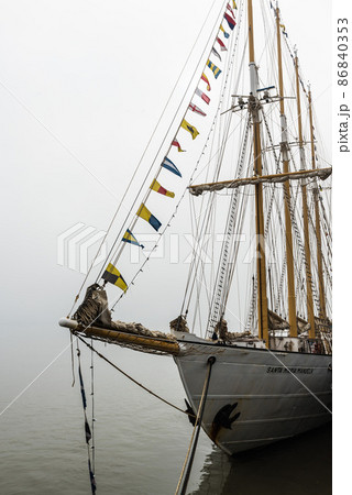 Lissabon, Portugal - 12 28 2018: old ceiling ship in fog 86840353