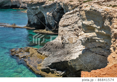 Ayia Napa rocky coastline seafront, Cyprus. Ayia Napa rocky coastline seafront, Cyprus. 86841574