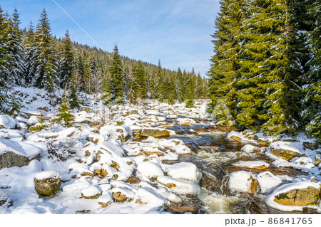 Jizera river in winter time 86841765