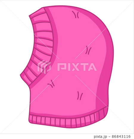 Neon pink knitted balaclava hat, warm head accessory 86843116