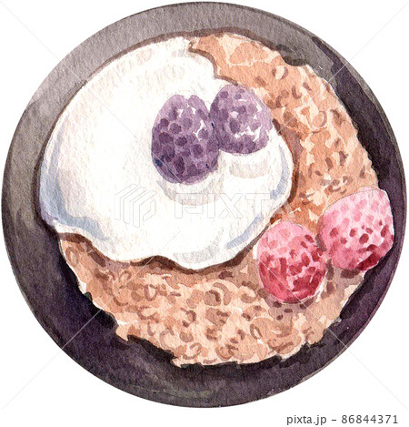 Specialty breakfast food watercolor icon set 86844371