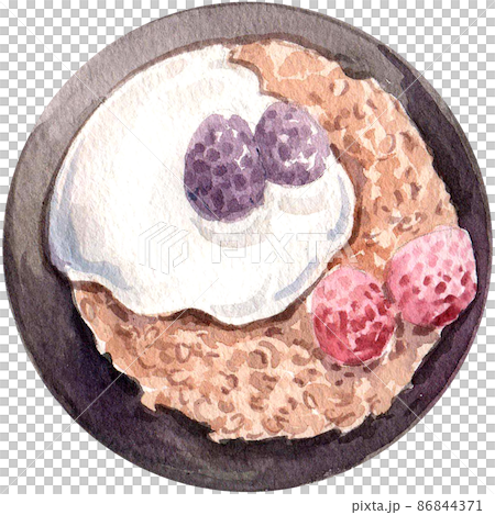 Specialty breakfast food watercolor icon set 86844371
