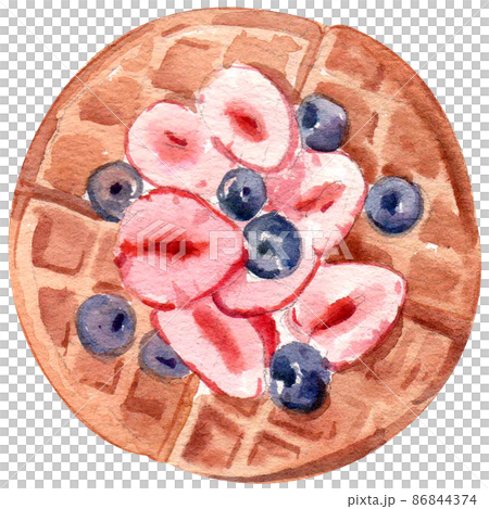 Specialty breakfast food watercolor icon set 86844374