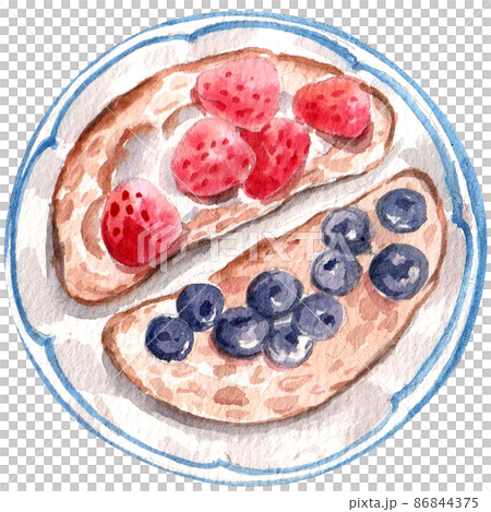 Specialty breakfast food watercolor icon set 86844375