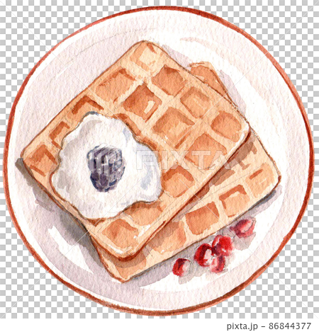 Specialty breakfast food watercolor icon set 86844377