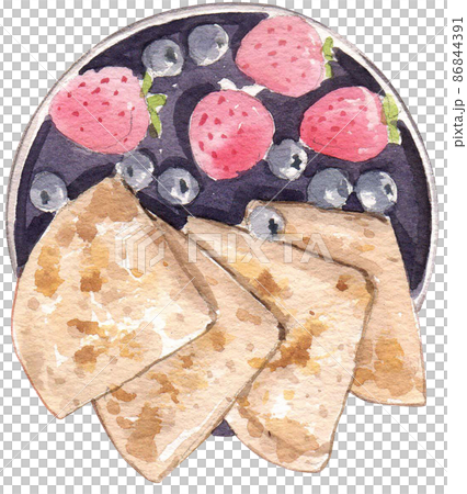Specialty breakfast food watercolor icon set 86844391