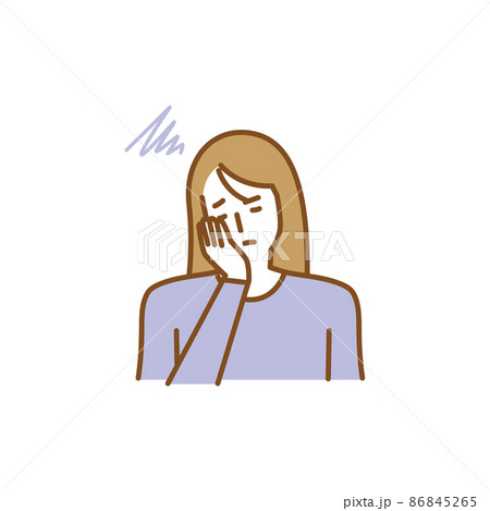 不安を感じて元気がない女性のイラスト素材