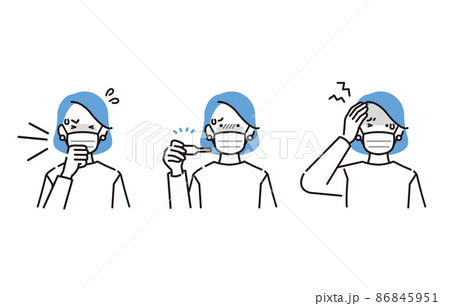 人物 風邪症状の女性セット 86845951