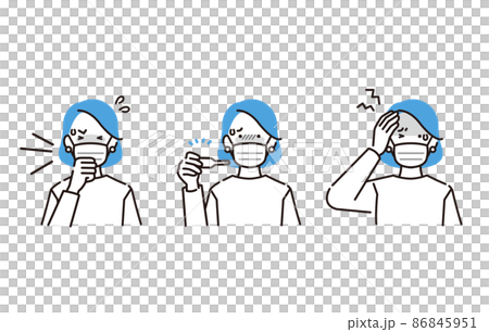 人物 風邪症状の女性セット 86845951